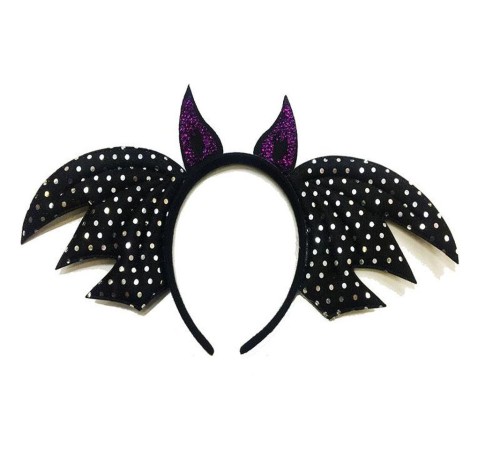 Siyah Renk Yarasa Model Boynuzlu Halloween Tacı 37x19 cm