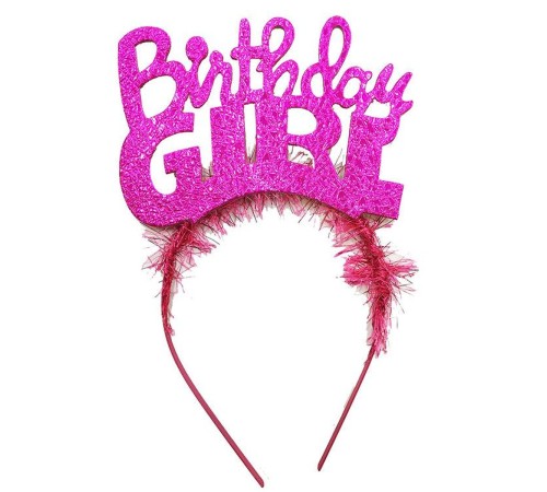 Birthday Girl Yazılı Fuşya Renk Parti Kızı Doğum Günü Tacı