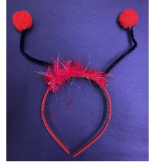 Kırmızı Ponponlu Gösteriler İçin Plastik Uğur Böceği Tacı