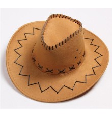 Bağcıklı Çocuk Boy Nubuk Süet Kovboy Şapkası Hardal Renk