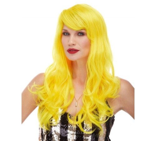 Sarı Renk Uzun Dalgalı Parti Peruğu