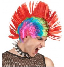 Mohican Mohawk Punk 70 li Yıllar 80 li Yıllar Peruğu Rainbow Peruk Kırmızı Saçaklı