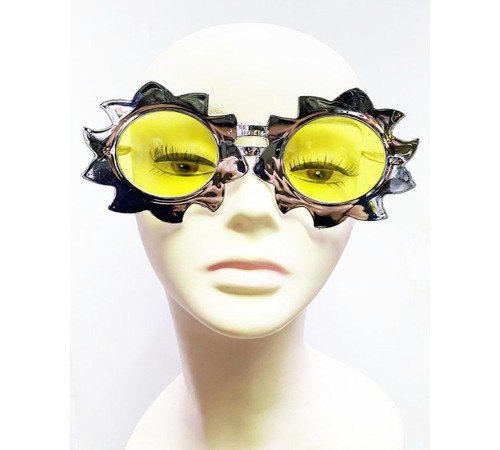 Güneş Model Metalize Parlak Parti Gözlüğü Gümüş Renk 14x7 cm