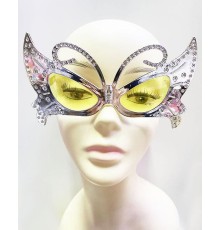 Metalize Şekilli Parlak Parti Gözlüğü Kırmızı Renk 15x9 cm