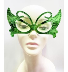 Metalize Şekilli Parlak Parti Gözlüğü Yeşil Renk 15x9 cm