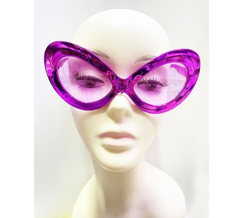 Metalize Yeşilçam 80 li 90 lı Yıllar Parti Gözlüğü Pembe Renk 15x7 cm