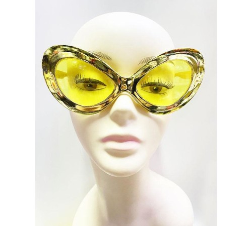 Metalize Yeşilçam 80 li 90 lı Yıllar Parti Gözlüğü Altın Renk 15x7 cm