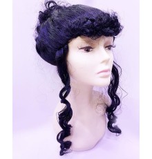 Siyah Renk Lüks Astarlı Topuz Bayan Peruğu Yetişkin Boy