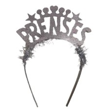 Prenses Yazılı Yıldız Kalp Şekilli Gümüş Renk Parti Tacı