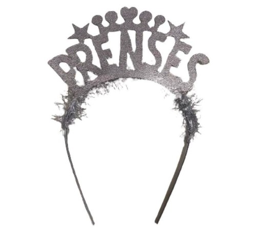 Prenses Yazılı Yıldız Kalp Şekilli Gümüş Renk Parti Tacı
