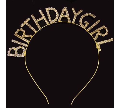 Kristal Taşlı Altın Renk Birthday Girl Tacı 16x17 cm