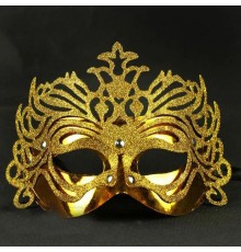Metalik Altın Gold Renk Masquerade Simli Parti Maskesi 23x14 cm