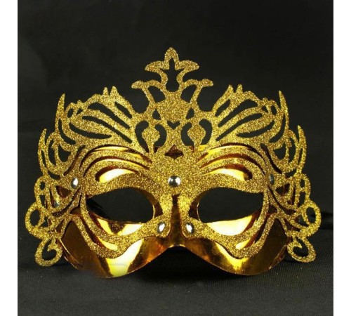 Metalik Altın Gold Renk Masquerade Simli Parti Maskesi 23x14 cm