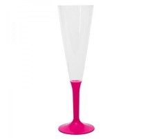 Kristal Yıkanabilir Mika Plastik Şampanya Kadehi Pembe Renk 10 Adet