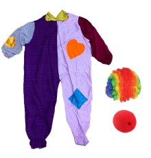 Çocuk Palyaço Kostümü Peruğu ve Burnu 12-13 Yaş Model 3