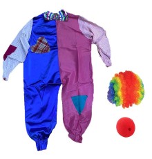 Çocuk Palyaço Kostümü Peruğu ve Burnu 12-13 Yaş Model 5