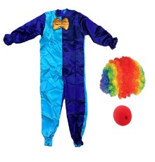 Çocuk Palyaço Kostümü Peruğu ve Burnu 13-14 Yaş Model 6