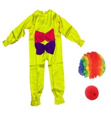 Çocuk Palyaço Kostümü Peruğu ve Burnu 4-5 Yaş Model 10