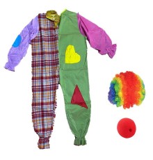 Çocuk Palyaço Kostümü Peruğu ve Burnu 8-9 Yaş Model 12