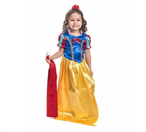 Kırmızı Pelerinli Düz Pamuk Prenses Kostümü-2-3 YAŞ-Taç yok