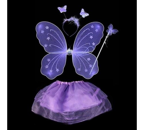 Lila Mor Kostümü - Lila Mor Kostüm Aksesuar Seti 4 Parça