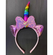 Rengarenk Boynuzlu At Figürlü Çocuk Pullu Unicorn Tacı 17x27 cm