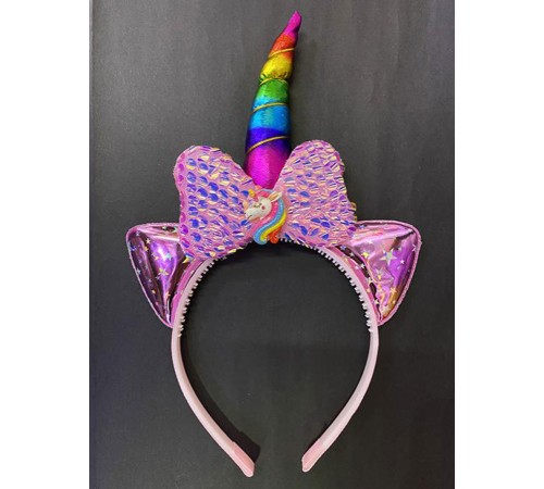 Rengarenk Boynuzlu At Figürlü Çocuk Pullu Unicorn Tacı 17x27 cm