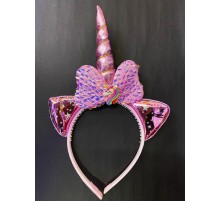 Soft Pembe Boynuzlu At Figürlü Çocuk Pullu Unicorn Tacı 17x27 cm