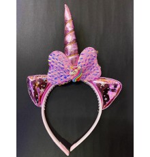 Soft Pembe Boynuzlu At Figürlü Çocuk Pullu Unicorn Tacı 17x27 cm