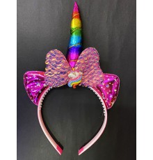 Rengarenk Boynuzlu At Figürlü Çocuk Pullu Unicorn Tacı 17x27 cm