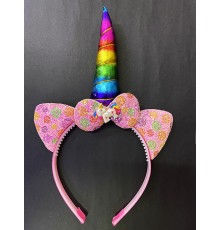 Rengarenk Boynuzlu At Figürlü Çocuk Unicorn Tacı 17x27 cm