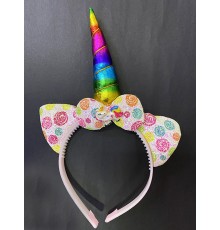 Rengarenk Boynuzlu At Figürlü Çocuk Unicorn Taç 17x27 cm