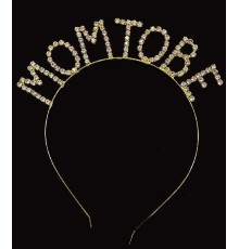 Kristal Taşlı Mom To Be Taç Anne Tacı Altın Gold Renk 16x17 cm