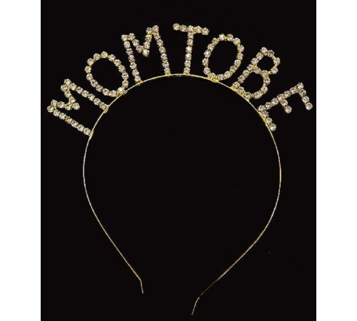 Kristal Taşlı Mom To Be Taç Anne Tacı Altın Gold Renk 16x17 cm