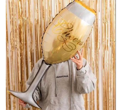 Kadeh Şekilli Cheers Yazılı Folyo Balon 37x92 cm