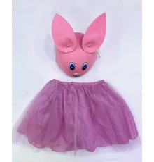 Tavşan Kostümü Pembe - 23 Nisan Tavşan Şapka ve Tütü Etek Seti 2 Parça