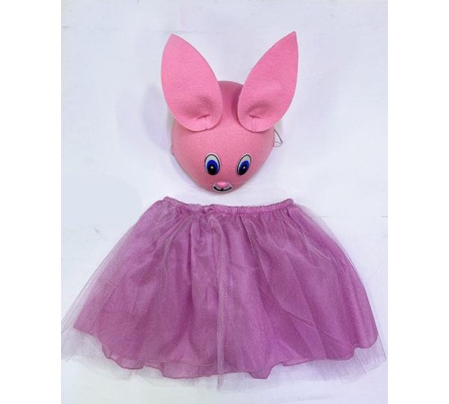 Tavşan Kostümü Pembe - 23 Nisan Tavşan Şapka ve Tütü Etek Seti 2 Parça