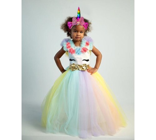 Unicorn Çocuk Kostümü - Tarlatanlı Kabarık Unicorn Pony Kostümü ve Taç Seti