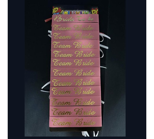 Bride To Be Bileklik - Team Bride Bileklik - Rose Üzeri Metalize Altın Yazılı 12 Adet