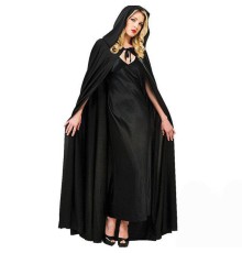 Siyah Renk Kapşonlu Pelerin 120 cm