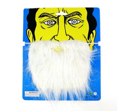 Beyaz Kırçıllı Arkadan Lastikli Beyaz Takma Sakal Yetişkin Çocuk Uyumlu