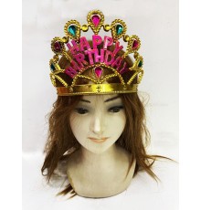 Altın Renk Happy Birthday Yazılı Doğum Günü Tacı 60 cm