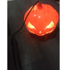 Turuncu Renk Led Işıklı ve Sesli Saplı Balkabağı Dekor Süs 40 cm