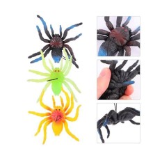 Yumuşak Plastik Malzemeden İmal Karışık Renk Tarantula Örümcek 6 Adet 13x13 cm