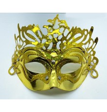 Metalize Ekstra Parlak Hologramlı Parti Maskesi Altın Renk 23x14 cm