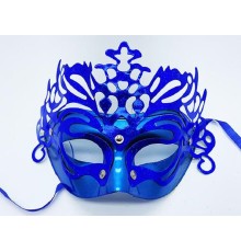 Metalize Ekstra Parlak Hologramlı Parti Maskesi Mavi Renk 23x14 cm