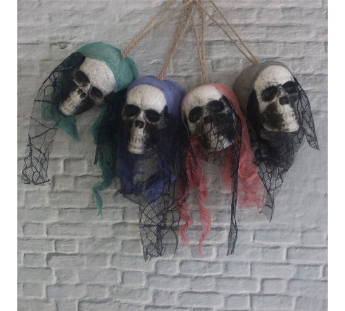 Kuru Kafa Şekilli Asmalı Süs İskelet Kafalar 5 Adet 120 cm