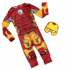 Maskeli Çocuk Demir Adam Kostümü - Çocuk İron Man Kostümü 5-6 Yaş