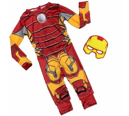 Maskeli Çocuk Demir Adam Kostümü - Çocuk İron Man Kostümü 9-10 Yaş
