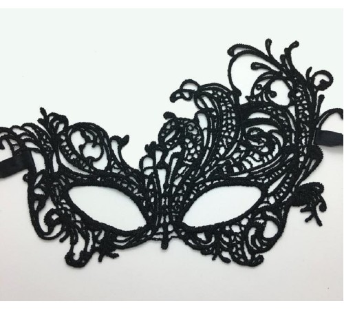 Siyah Renk Dantel İşlemeli Örgü İşlemeli Parti Maskesi Model 5